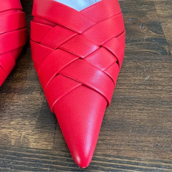 COS Crisscross Strap Premium Nappa Leather Pointed Flats Red EU40 US9 - Picture 10 of 17